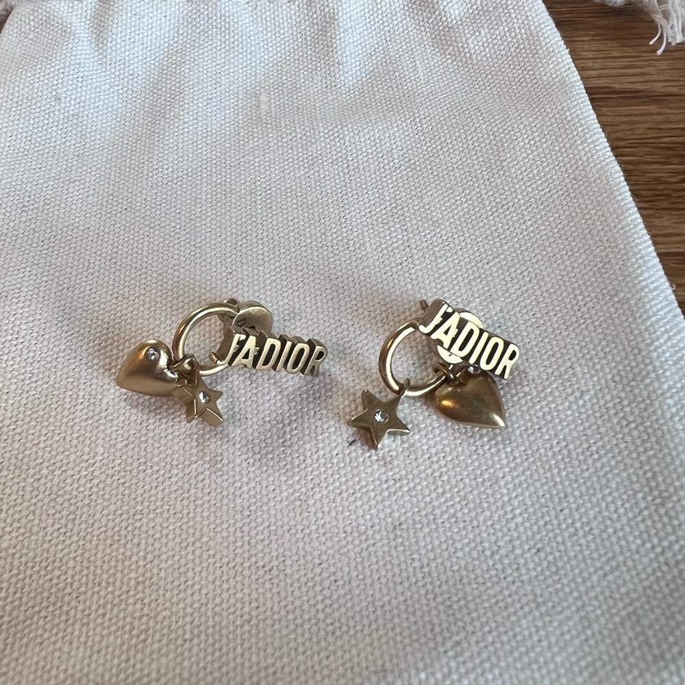 Christian Dior Dior Heart Star J'ADIOR Rhinestone Earrings - Picture 4 of 4